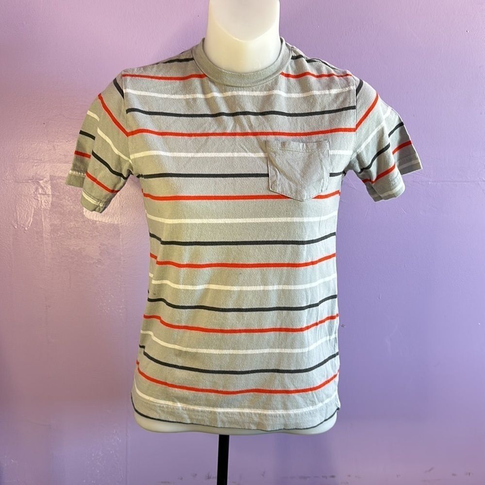 Circo Boys Gray Striped Short Sleeve T-Shirt Size Medium Cotton Casual Tee